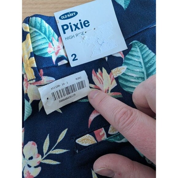 Old Navy Pixie Pants Size 2 Ankle 28x27 Hawaiian Tropical Floral Stretch Resort - Picture 10 of 10